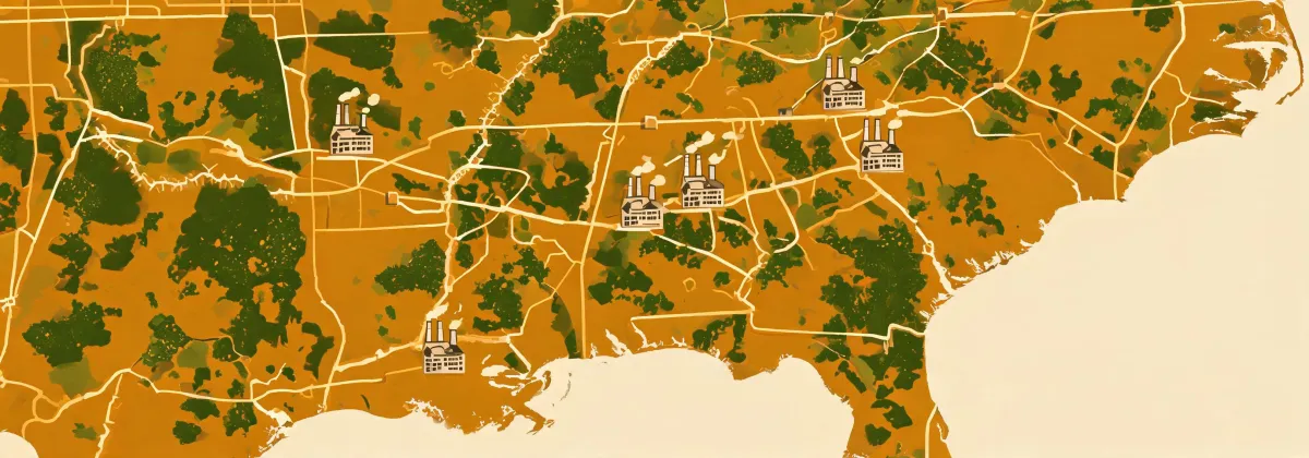 Map illustration of Georgia-Pacific project support region