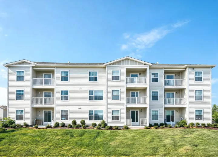 Completed multifamily facade with Georgia-Pacific vinyl siding